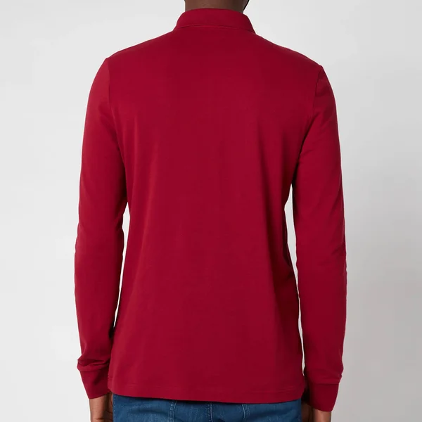 Boss Casual Men's Passerby Long Sleeve Polo Shirt - Dark Red - S