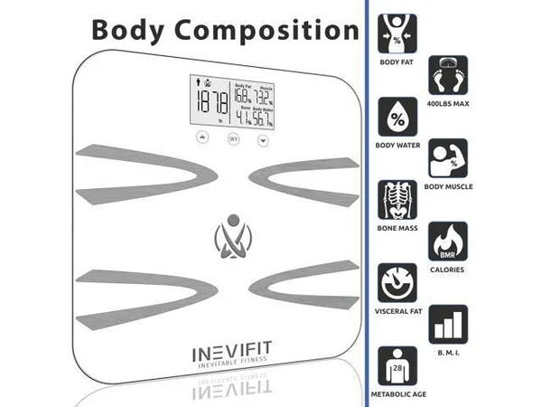 INEVIFIT Body-analyzer Scale, Highly Accurate Digital Bathroom Body Composition Analyzer, Measures Weight, Body Fat, Water, Musc