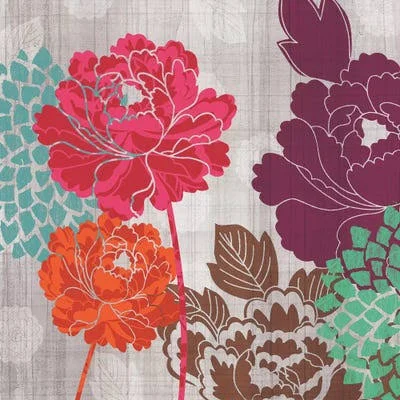 Framed Canvas Art - Peony Patterns I by Tandi Venter ( Floral & Botanical > Flowers > Peonies art)