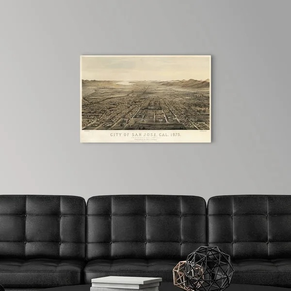 Vintage Birds Eye View Map of San Jose - California, Canvas Wall Art, 30x20, Great Big Canvas