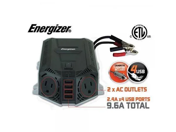 Energizer 500 Watt Power Inverter 12V DC to AC 4 x 2.4A USB Charging Ports Total 9.6A