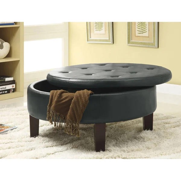 CDecor Sergio Casual Dark Brown Round Ottoman - Medium