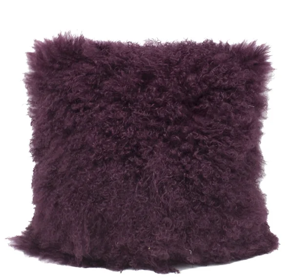 Fennco Styles Geniune Mongolian Lamb Fur Throw Pillow (Eggplant - 20x22x20x22 Pillow)