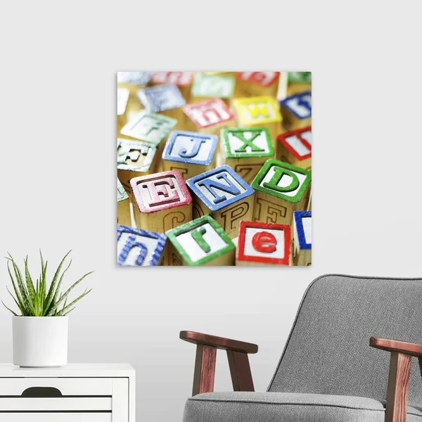 Close-up of Toy Building Blocks, Large Solid-Faced Canvas Wall Art Print, Great Big Canvas