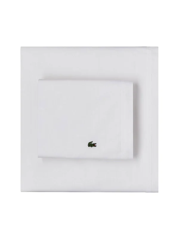 Lacoste 100% Cotton Percale Sheet Set - Solid, Plum, Full