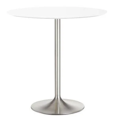 Room & Board - Modern Aria Round Bar Table 42 Diameter 42h in White, White MDF Top w/ Stainless Steel Frame Base