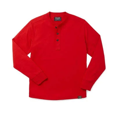 Filson Men's Double Layer Henley L/S Shirt, Red, 2XL