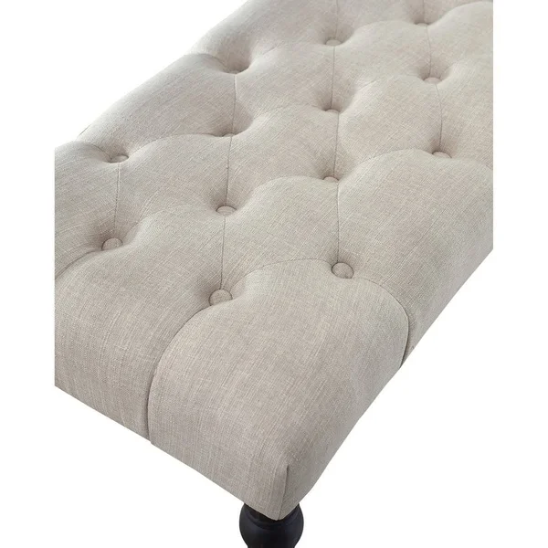 Roundhill Furniture Leviton Fabric Tufted Dining Bench Blue
