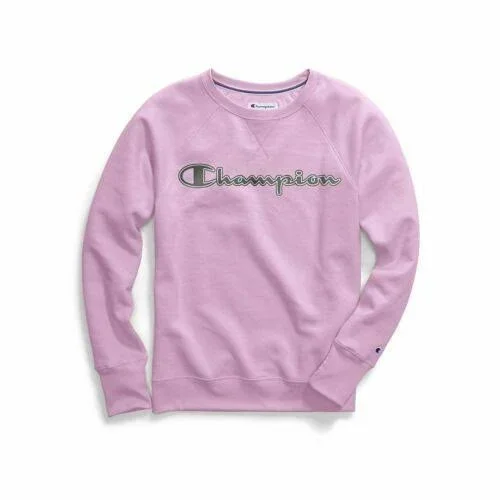 Champion Women's Powerblend Fleece Crew - Chainstitch Logo Amazing Aqua, M