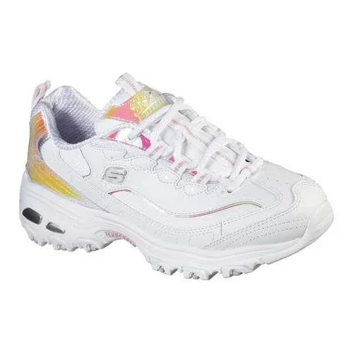 Skechers Women's D&Lites - Pearly Glow Athletic Shoes White 9.5