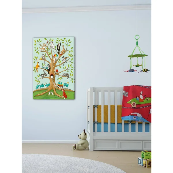 Marmont Hill Cats Up A Tree by Janet Nelson Painting Print on Wrapped Canvas - Size: 36 inch x 24 inch