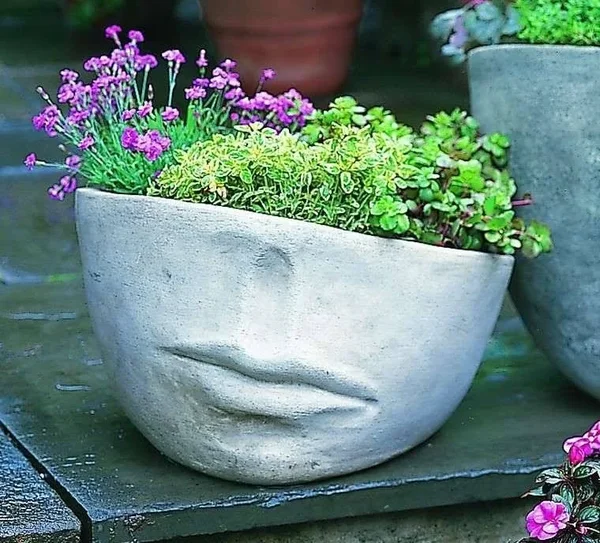 Campania International Medium Faccia Cast Stone Planter Copper Bronze