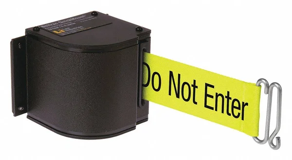 Lavi Industries 50-3016M-WB-18-FY-S6 Quick Mount Safety Barricade - 18 ft. Retractable Belt Extension - Wrinkle Black