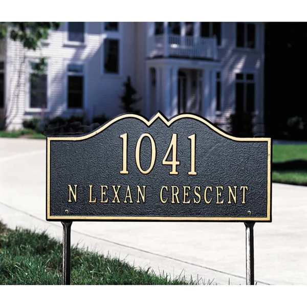 Whitehall Hillsboro 2 Line Lawn Plaque White/Black Letters
