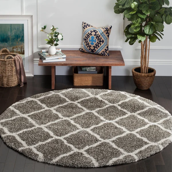 Safavieh Hudson Shag Ariola Trellis 2-Inch Thick Rug - 2&3x22 x 6& Runner - Ivory/Slate Blue