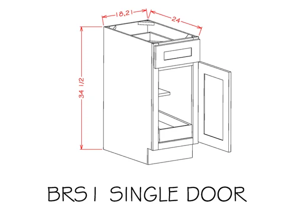 Wilora Hawthorne Shaker Grey 18x22 x 34.5x22 x 24x22 1 DOOR, 1 Drawer, 1 Shelf, 1 Rollout Shelf Base Cabinet, High-Density Fibe