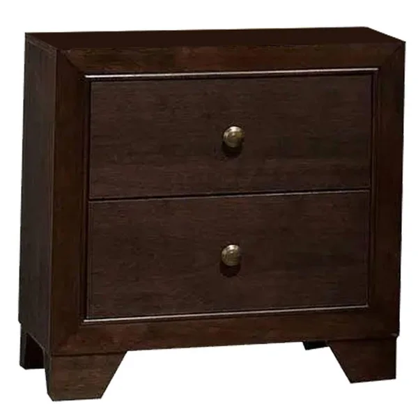 Benzara Bm177842 Wooden Night Stand with Two Drawer, Espresso Brown