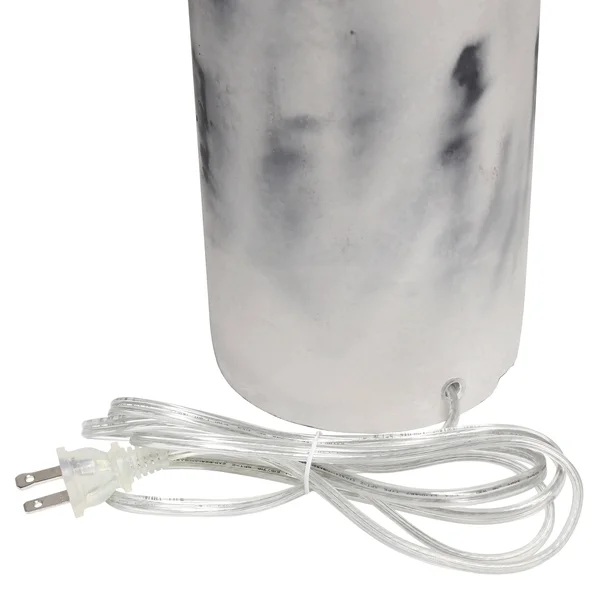 Lalia Home Marbleized Table Lamp with White Fabric Shade, White