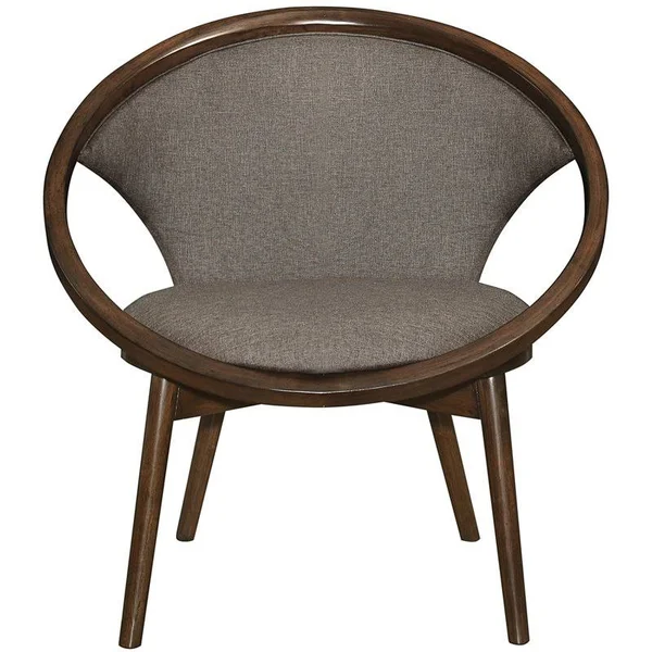 Pemberly Row Fabric Upholstered Accent Chair in Chocolate and Walnut