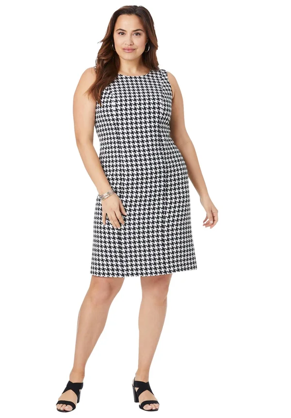 Plus Size Women's Bi-Stretch Sheath Dress by Jessica London in Ivory Houndstooth (Size 24 W)