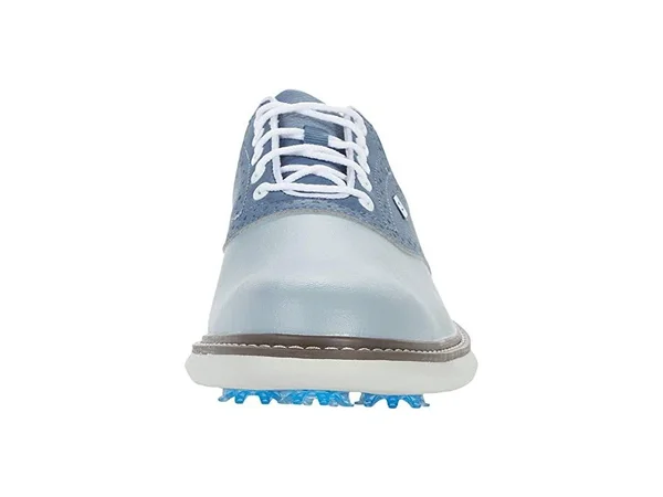 FootJoy Men's Traditions Golf Shoe, Grey/Blue, 7.5