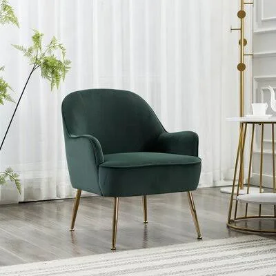 Velvet Barrel Chair Everly Quinn Fabric: Green Velvet