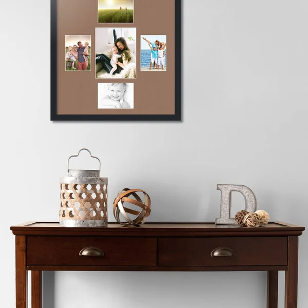 Collage Picture Frame, Satin Black Frame with 5 openings for 8x10 Photos with Brown Sandpiper Mat. D3926DJ327, ArtToFrames