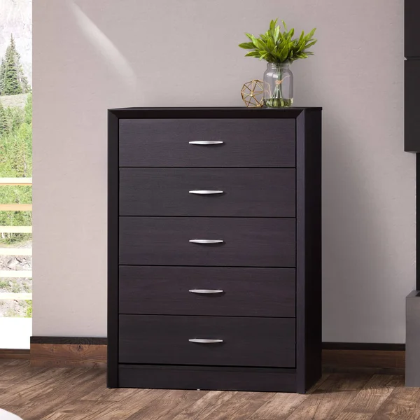 Tall Newport 5 Drawer Dresser Gray Washed Oak - CorLiving