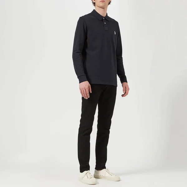 Paul Smith Zebra Logo Long Sleeve Polo Shirt - Navy
