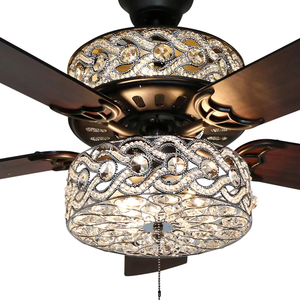 River of Goods 52 inch Luxe Enlaced Crystal LED Ceiling Fan with Light