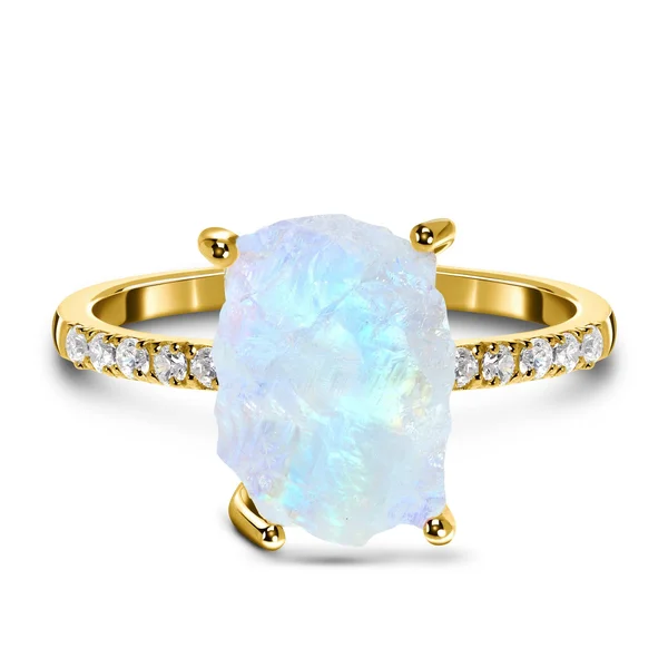 Raw Crystal Ring Ritzy Moonstone 14kt Yellow Gold Vermeil 5