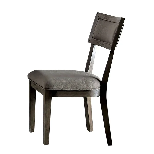 Fabric Upholstered Wooden Side Chair with Paneled BACK, Set of 2, Gray