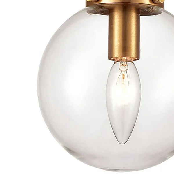 Mid-Century Modern Design - One Light Mini Pendant with Clear Glass Round Globe Matte Black/Polished Nickel Finish with Clear Gl