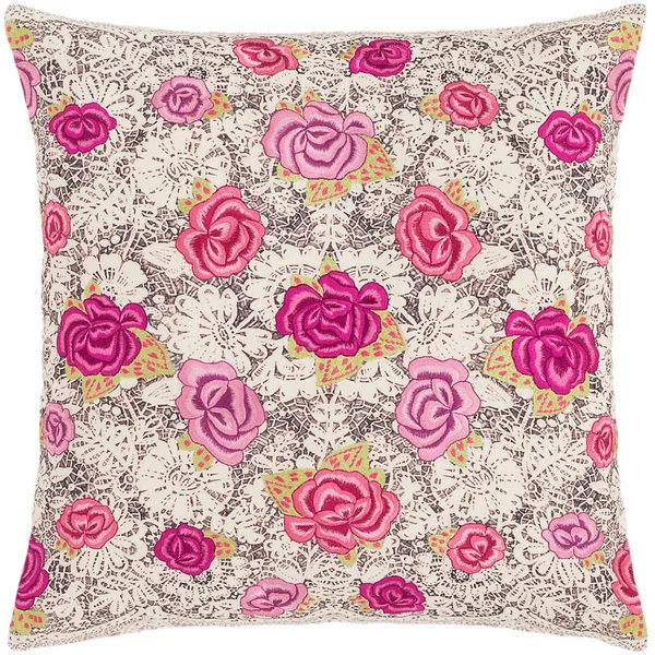 Pine Cone Hill Roses Embroidered Decorative Pillow