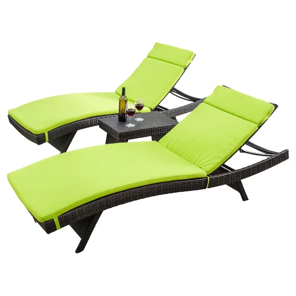 Rio Vista 3 Piece Chaise Lounge Set with Cushions - Green