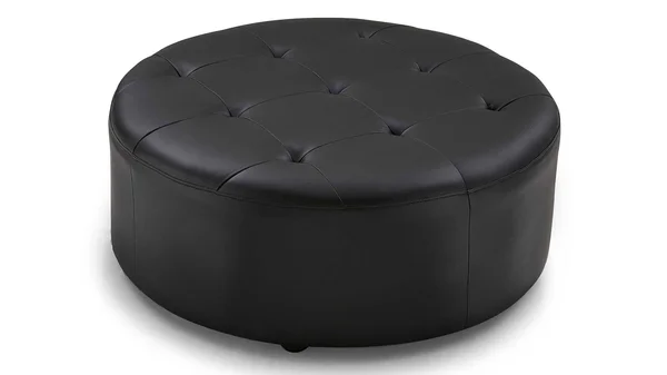 Zuri Furniture Lock Round Modern Tufted Ottoman - Black