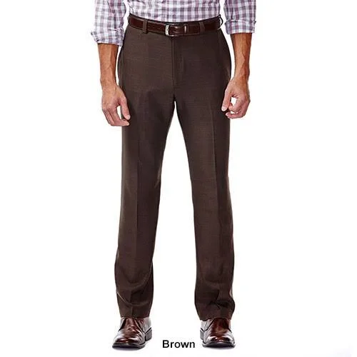 Haggar Men's Eclo Stria Expandable-Waist Flat Front Dress Pant