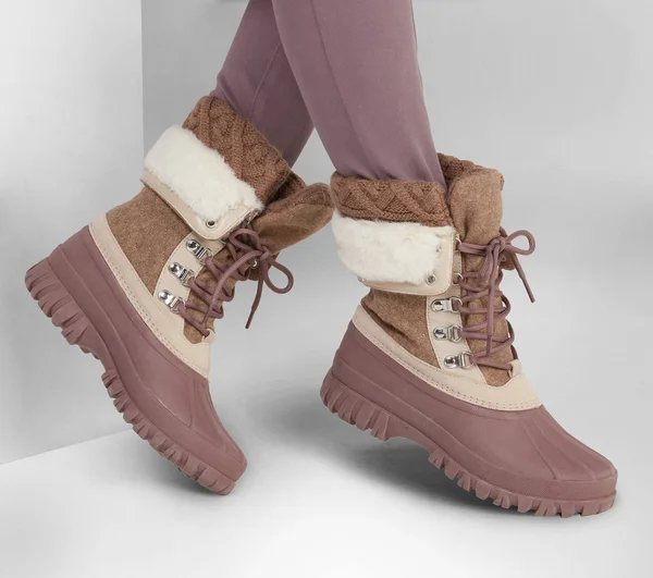 Skechers Women's Windom Pretty Waterproof Duck Boot, Natural/Purple