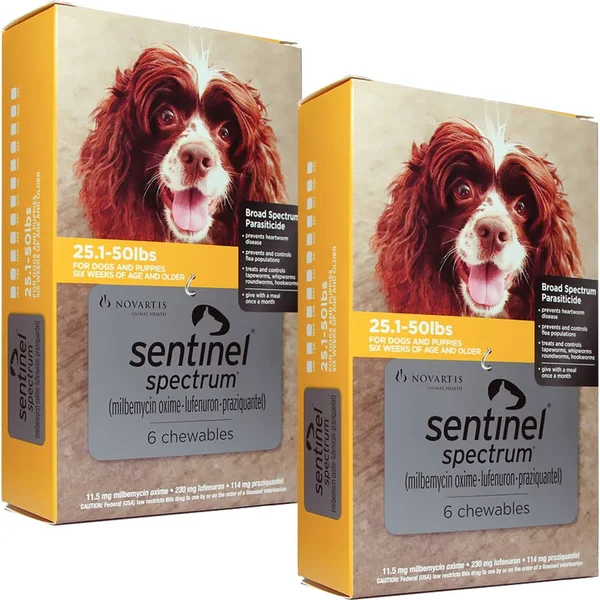 Sentinel Spectrum Yellow, 25.1-50 lbs, 6 ct
