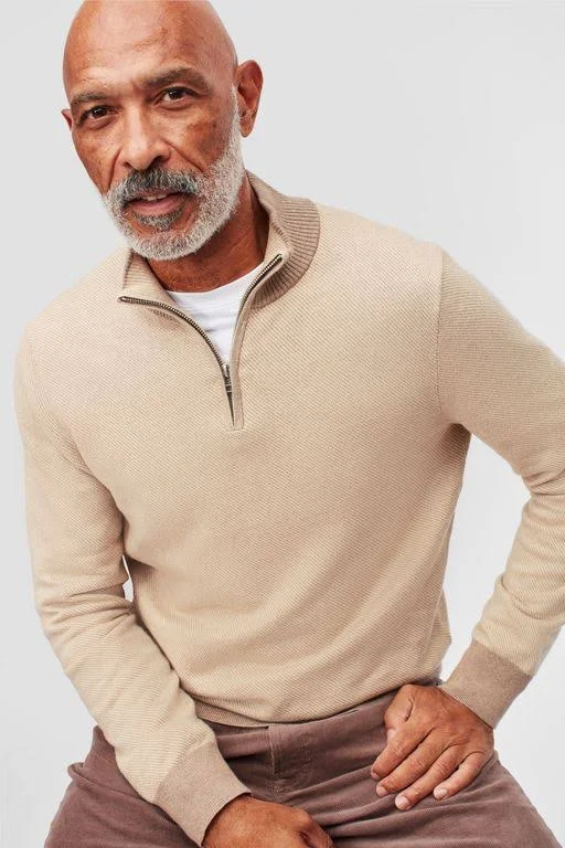 Bonobos Washable Cotton Cashmere Half-Zip Sweater - Natural