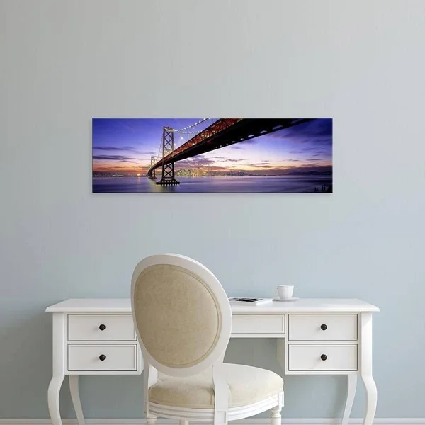 Easy Art Prints Panoramic Images's 'Twilight, Bay Bridge, San Francisco, California, USA' Premium Canvas Art - 12 x 36 - Stretch