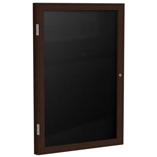 Ghent Pn12418b-bk 24 in. x 18 in. 1-Door Wood Frame Walnut Finish Enclosed Letterboard - Black