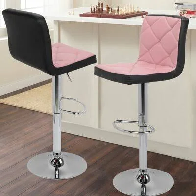 Marte Swivel Adjustable Height Bar Stool Orren Ellis Color: Pink and Black