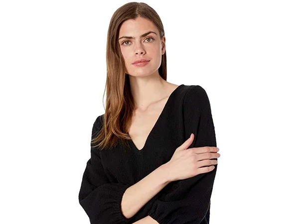 Madewell Texture & Thread Full Sleeve Top - Size Xs - True Black at Nordstrom Rack