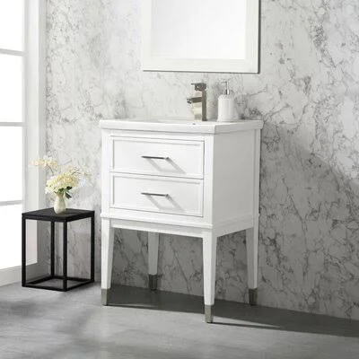 Deon 24x22 Single Bathroom Vanity Set Everly Quinn Base Finish: White