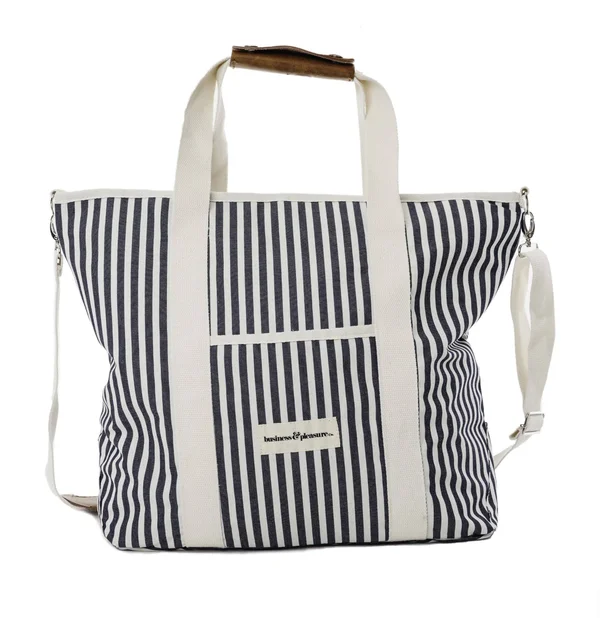 Business Pleasure Cooler Tote Bag - Navy Stripe