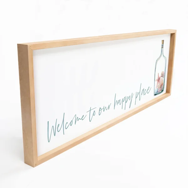 Welcome to Our Happy Place Framed Art - 45.75X16.75