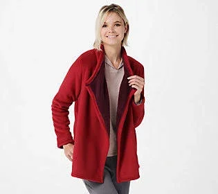 Cuddl Duds Fleecewear Bonded Sherpa Cascade Front Wrap - Size X-Small, Deep Red
