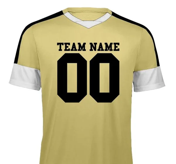 Custom High Five Men's Adult Wembley Soccer Jersey, Size: 2XL, Vegas Gold/White/Black, Add Team Name & Number to Soccer U