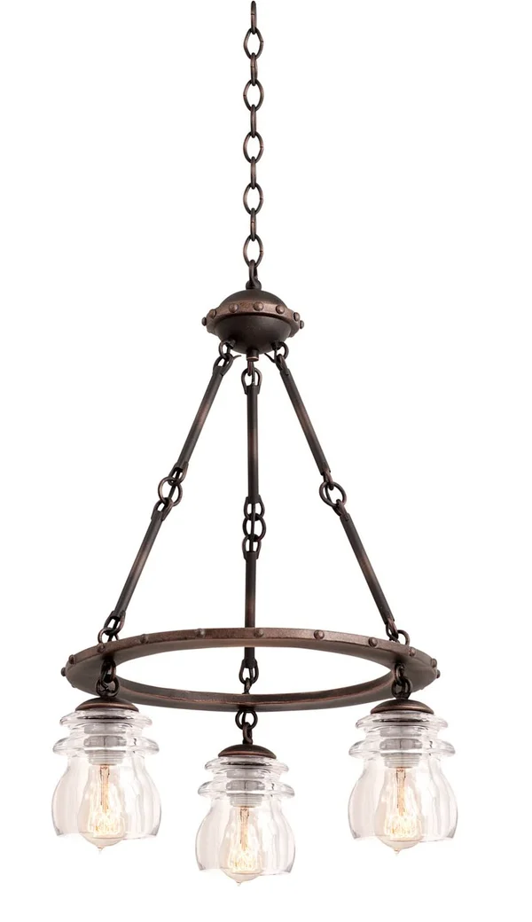 Kalco Lighting 6319AC Brierfield Antique Copper 3 Light Chandelier